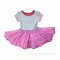 Baby Holiday Dress with Binding Neck and Short-sleeved Cuff